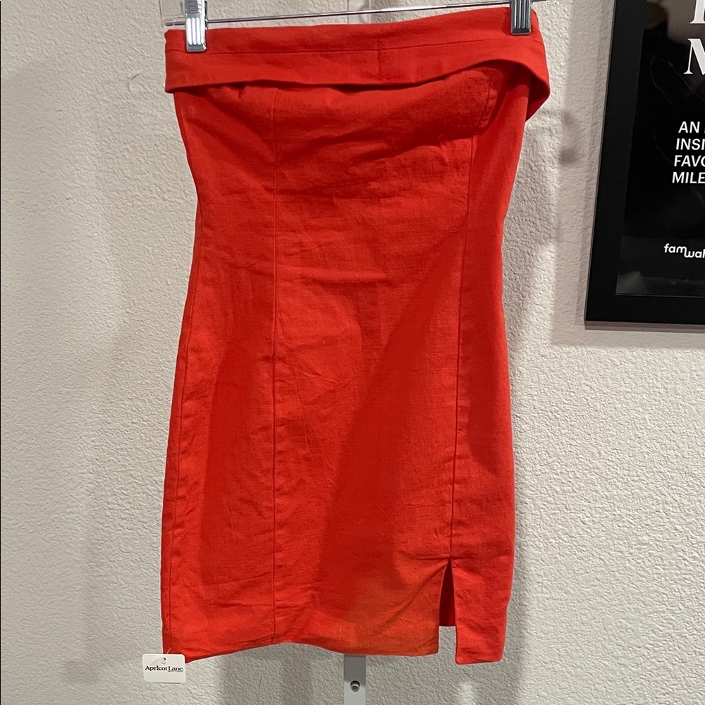 Orange Strapless Pencil dress- MABLE